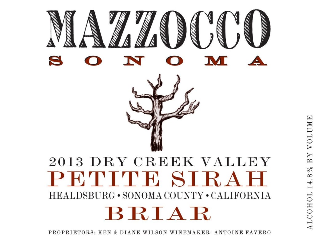 Mazzocco Briar Petite Sirah 2013 Front Label