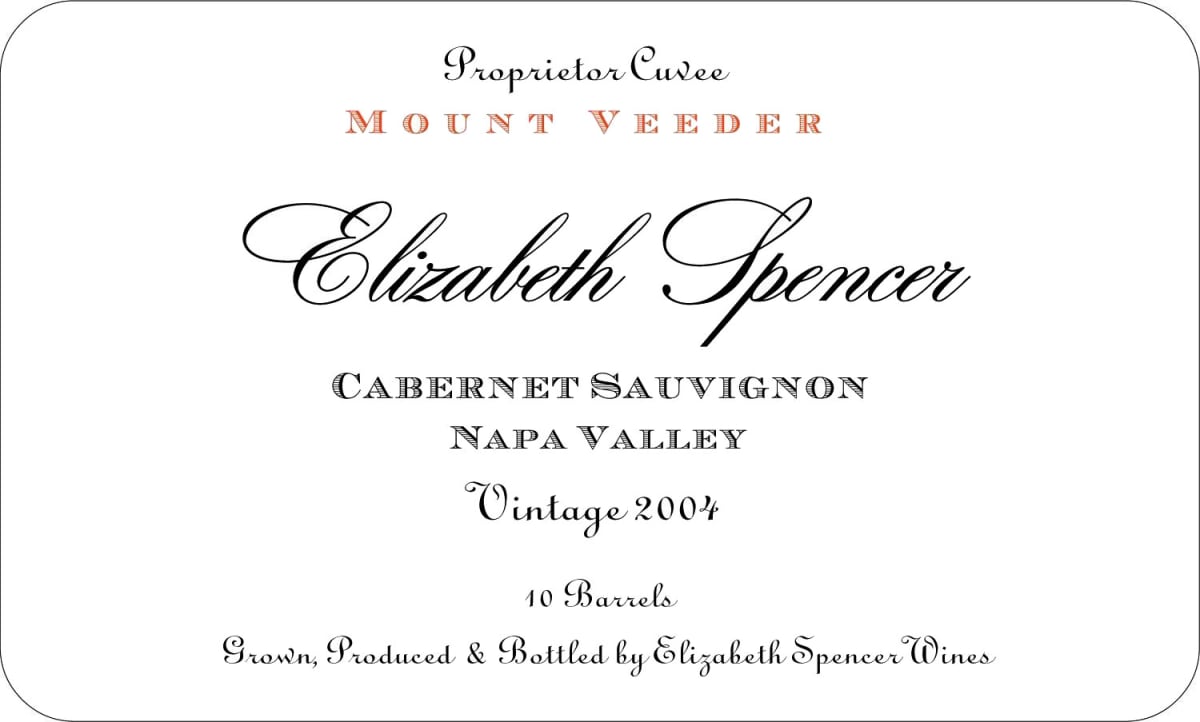 Elizabeth Spencer Mount Veeder Cabernet Sauvignon 2004 Front Label
