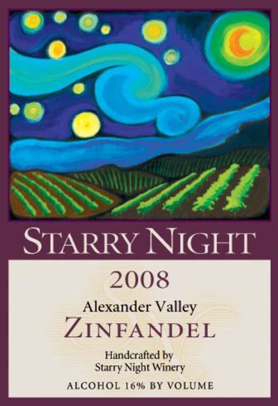 Starry Night Winery Alexander Valley Zinfandel 2008 Front Label