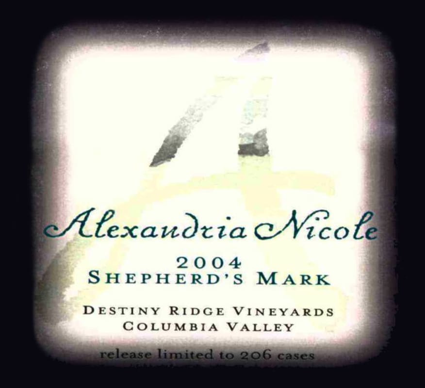 Alexandria Nicole Cellars Shepherds Mark White 2004 Front Label