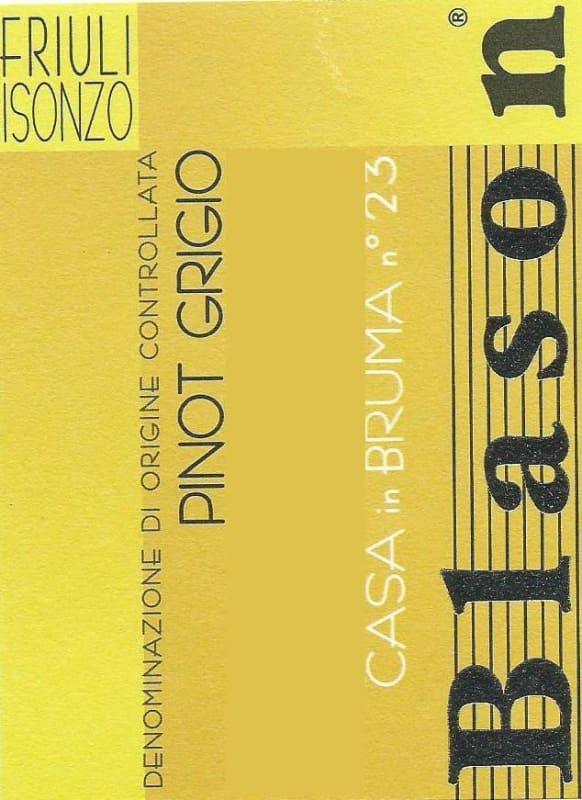 Blason Vini Friuli Isonzo Casa in Bruma n 23 Pinot Grigio 2013 Front Label