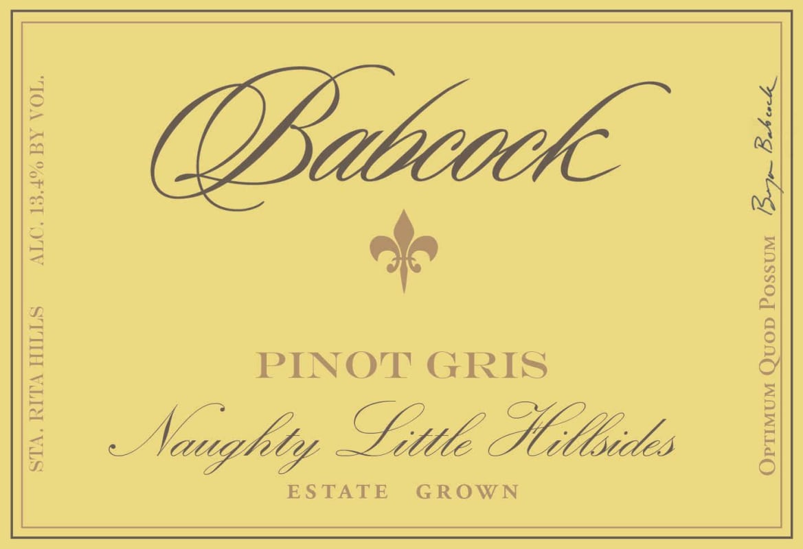 Babcock Naughty Little Hillsides Pinot Gris 2012 Front Label