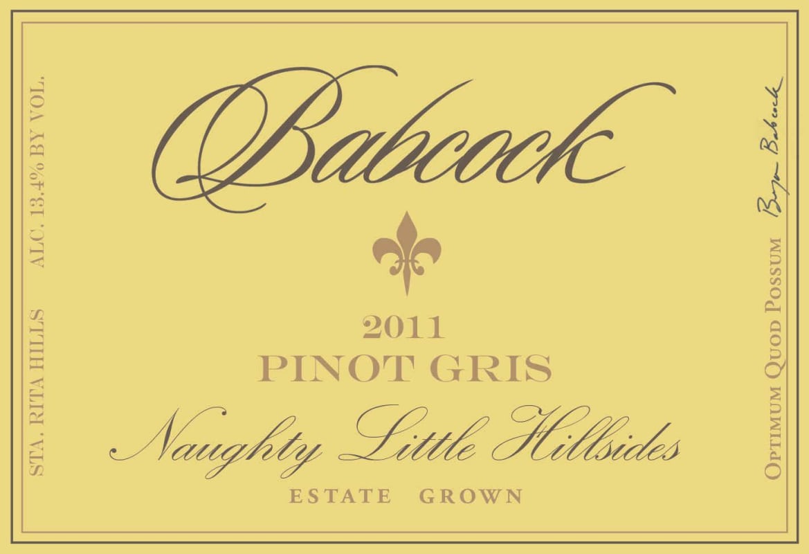 Babcock Naughty Little Hillsides Pinot Gris 2011 Front Label