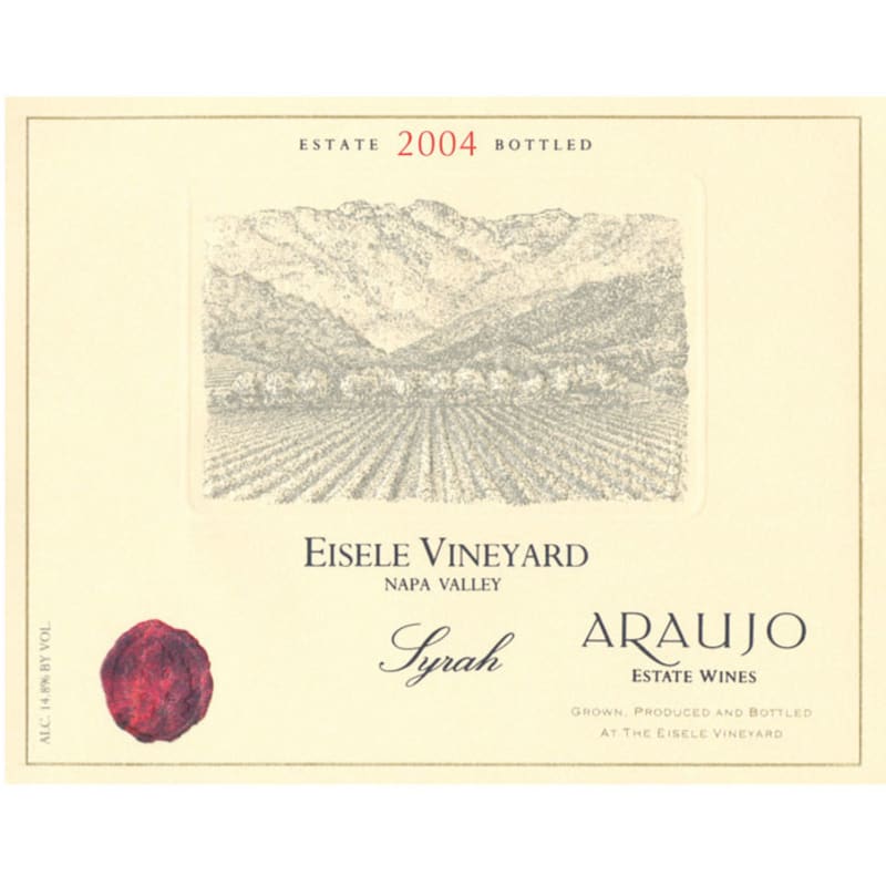 Araujo Eisele Vineyard Syrah (slightly torn label) 2004 Front Label