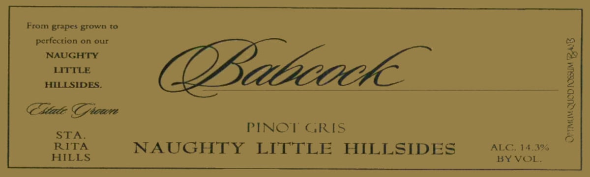 Babcock Naughty Little Hillsides Pinot Gris 2009 Front Label