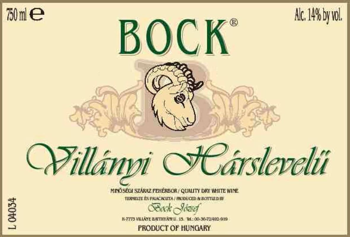 Bock Harslevelu 2013 Front Label