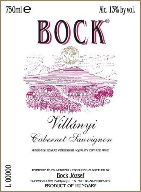 Bock Cabernet Sauvignon 2008 Front Label