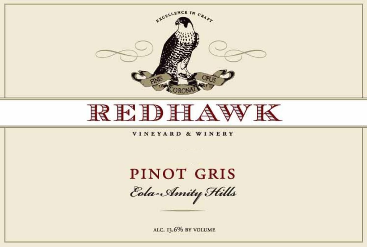 Redhawk Vineyard Pinot Gris 2014 Front Label