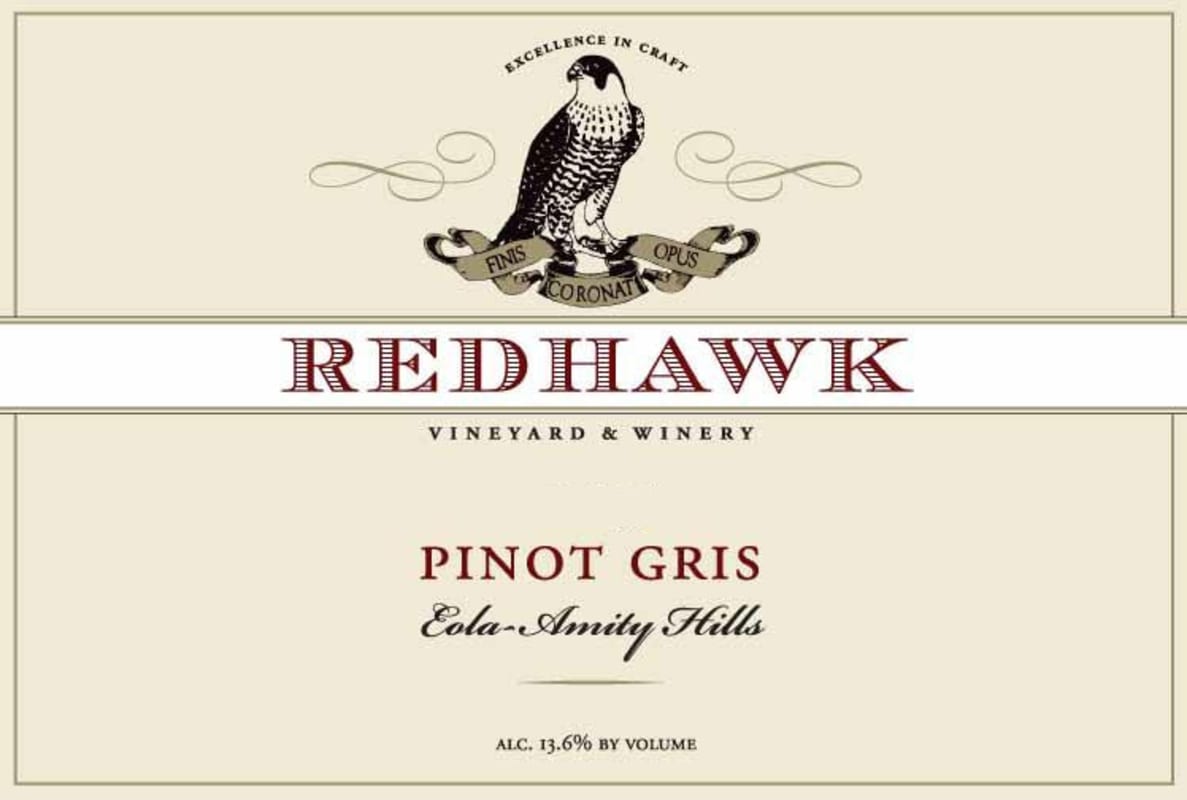 Redhawk Vineyard Pinot Gris 2015 Front Label