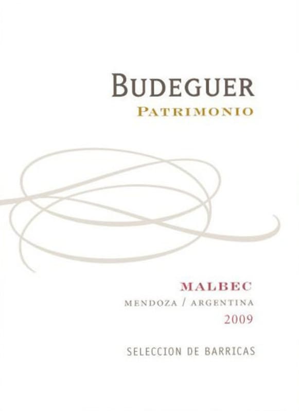 Bodega Budeguer Patrimonio Malbec 2009 Front Label