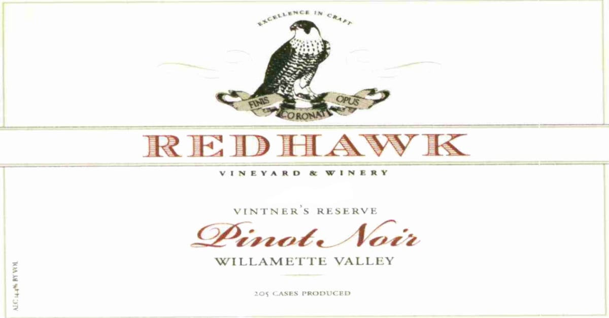 Redhawk Vineyard Vintner's Reserve Pinot Noir 2010 Front Label
