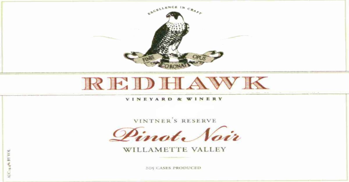 Redhawk Vineyard Vintner's Reserve Pinot Noir 2009 Front Label
