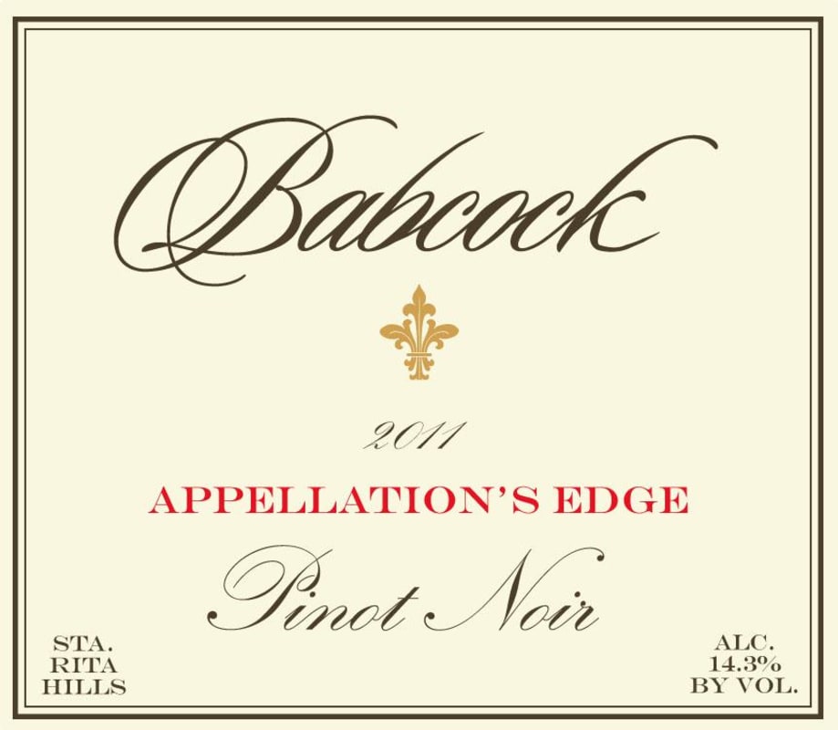 Babcock Appellation's Edge Pinot Noir 2011 Front Label