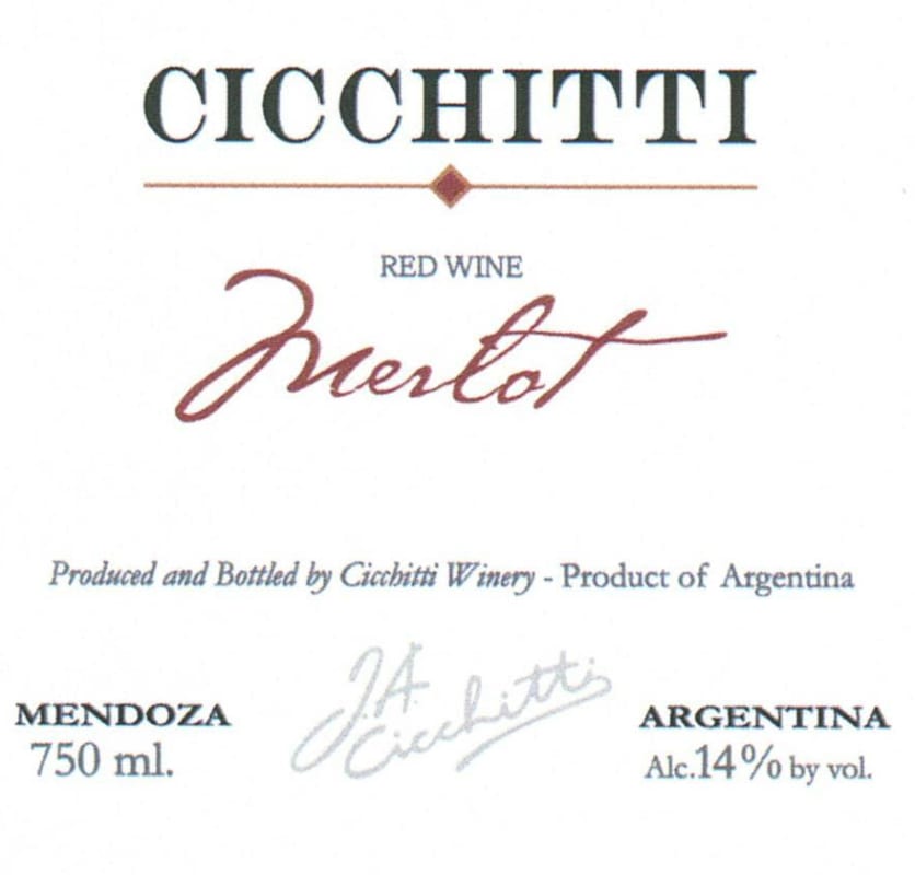 Bodega Cicchitti Merlot 2008 Front Label