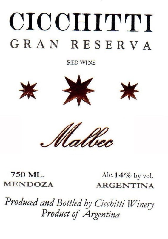 Bodega Cicchitti Gran Reserva Malbec 2007 Front Label