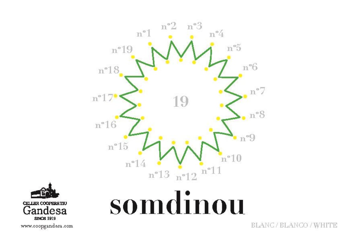 Bodega Cooperative Gandesa Somdinou 19 Blanca Garnatxa 2014 Front Label