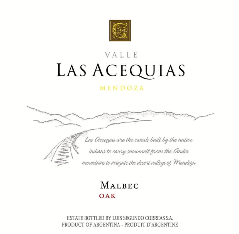 Bodega Correas Valle Las Acequias Malbec 2011 Front Label