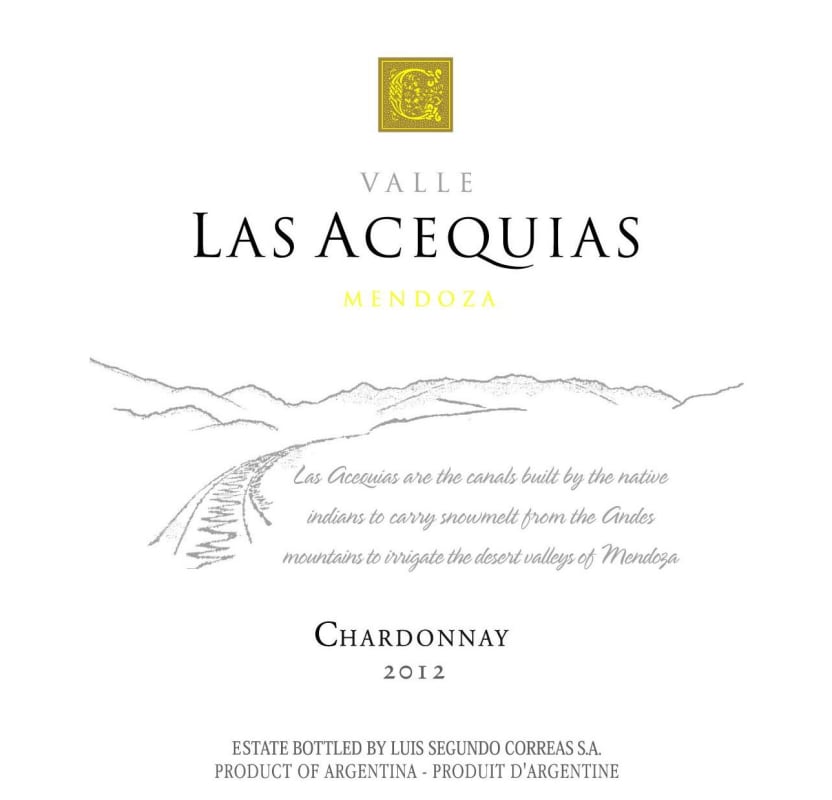 Bodega Correas Valle Las Acequias Chardonnay 2012 Front Label