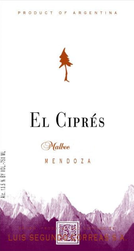 Bodega Correas El Cipres Malbec 2012 Front Label