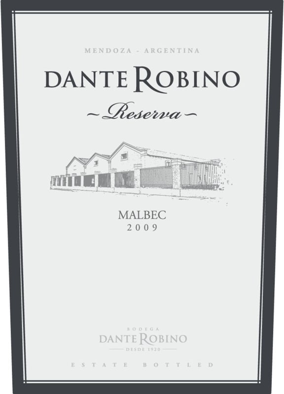 Bodega Dante Robino Novecento Reserva Malbec 2009 Front Label