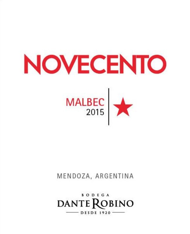 Bodega Dante Robino Novecento Malbec 2015 Front Label