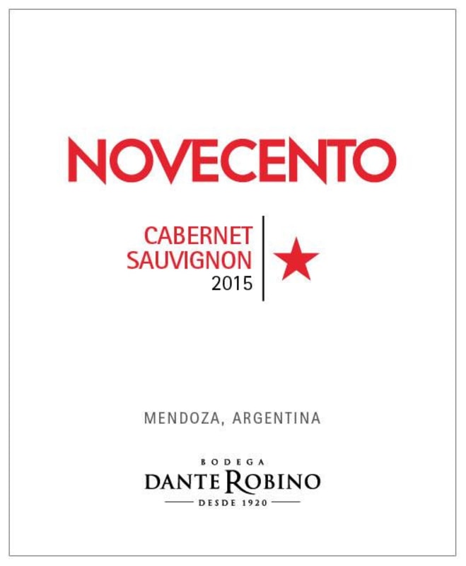 Bodega Dante Robino Perdriel Novecento Cabernet Sauvignon 2015 Front Label