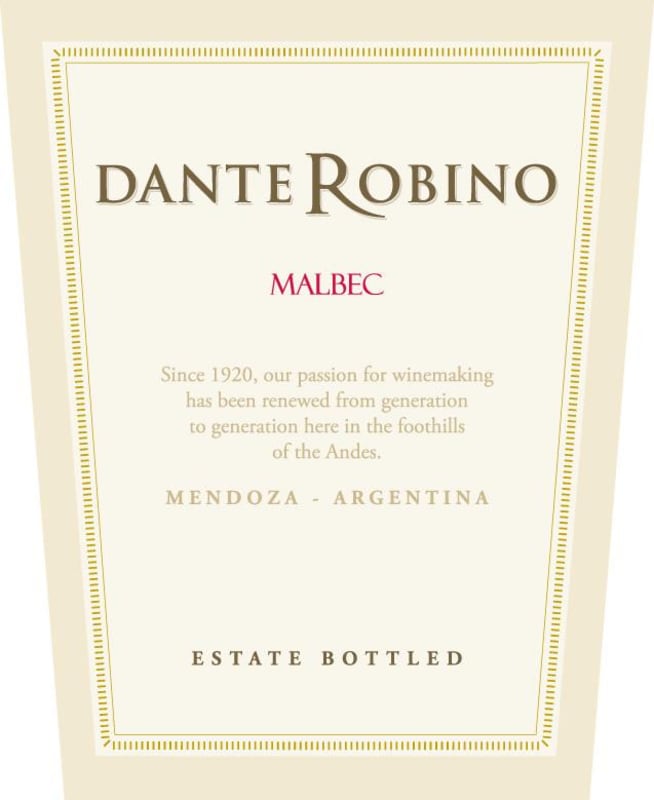 Bodega Dante Robino Malbec 2010 Front Label