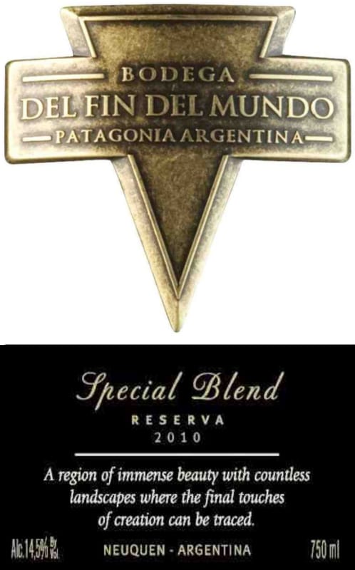 Bodega Del Fin del Mundo Special Blend Reserva 2010 Front Label