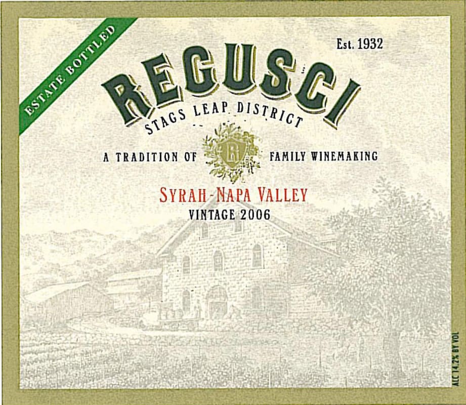 Regusci Winery Syrah 2006 Front Label