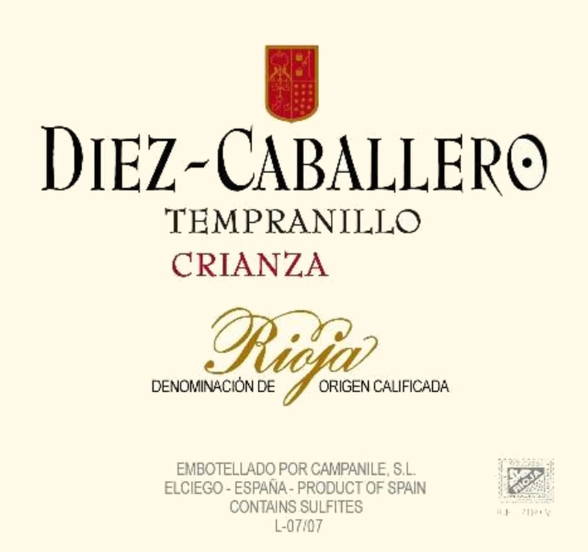 Bodega Diez - Caballero Crianza Tempranillo 2010 Front Label