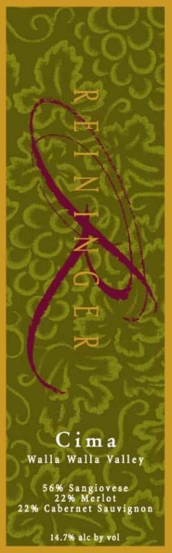 Reininger Cima Red Blend 2003 Front Label