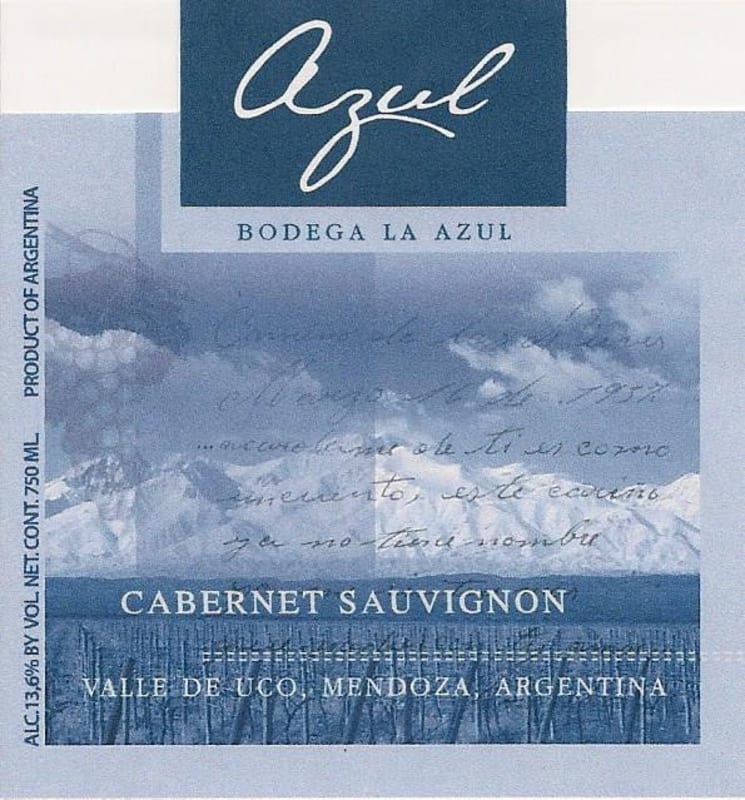 Bodega La Azul Tupungato Cabernet Sauvignon 2014 Front Label