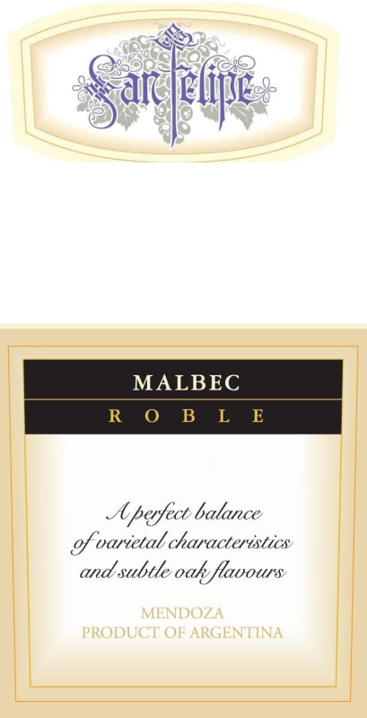 Bodega La Rural San Felipe Roble Malbec 2013 Front Label