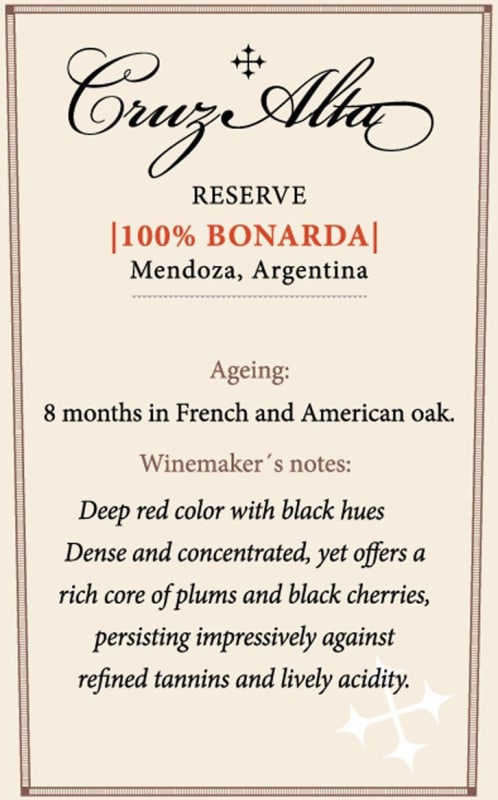 Bodega La Rural Mendoza Cruz Alta Reserve Bonarda 2011 Front Label