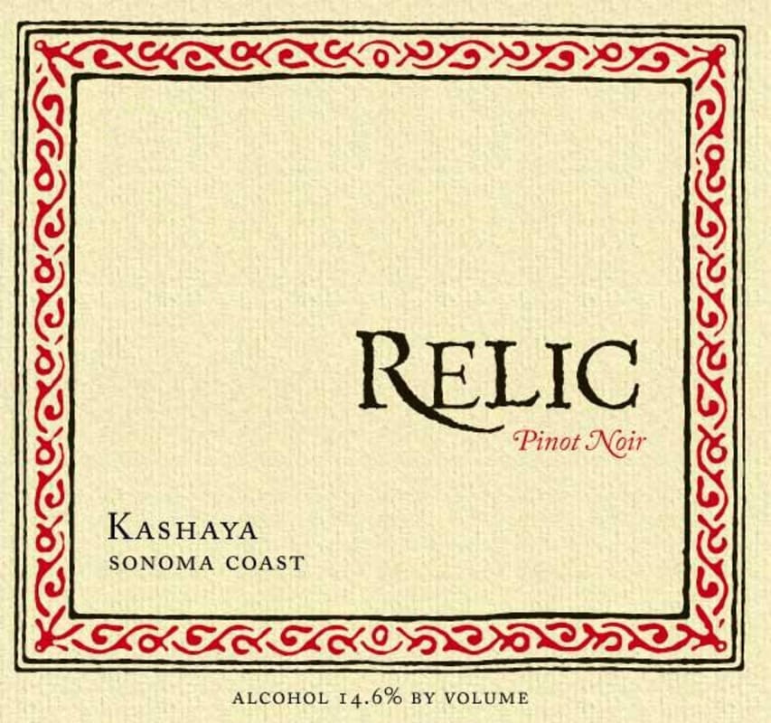 Relic Wine Cellars Pinot Noir 2012 Front Label