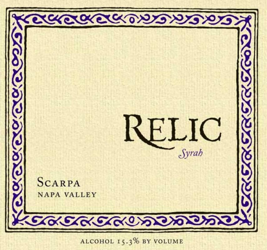 Relic Wine Cellars Scarpa Syrah 2012 Front Label
