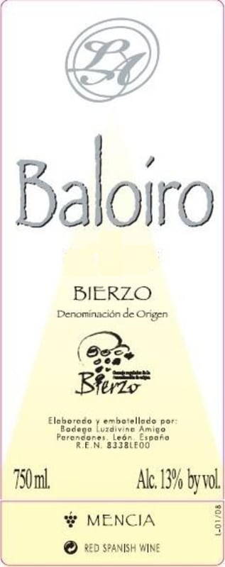 Bodega Luzdivina Amigo Baloiro Tinto 2008 Front Label