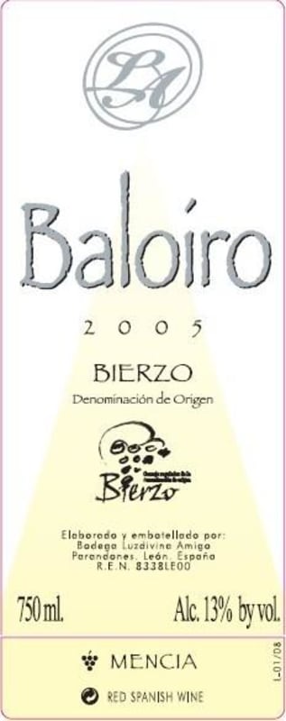 Bodega Luzdivina Amigo Baloiro Tinto 2005 Front Label