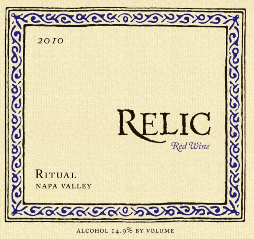 Relic Wine Cellars Ritual 2010 Front Label