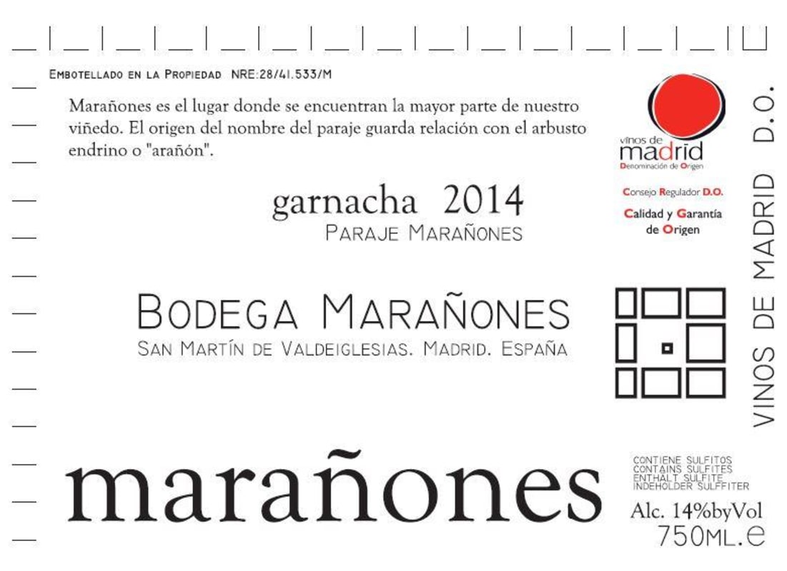 Bodega Maranones Maranones 2014 Front Label