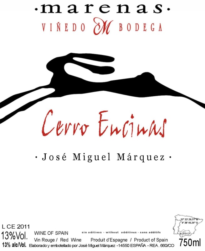 Bodega Marenas Cerro Encinas Tinto 2014 Front Label