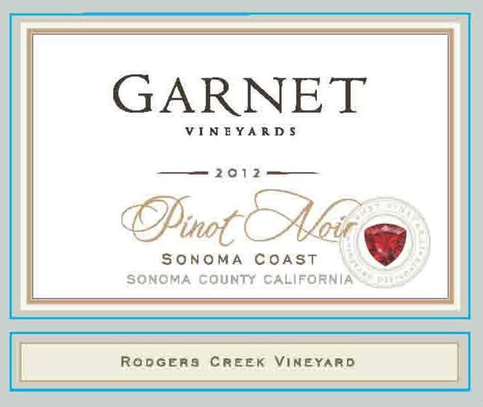 Garnet Rodgers Creek Vineyard Pinot Noir 2012 Front Label