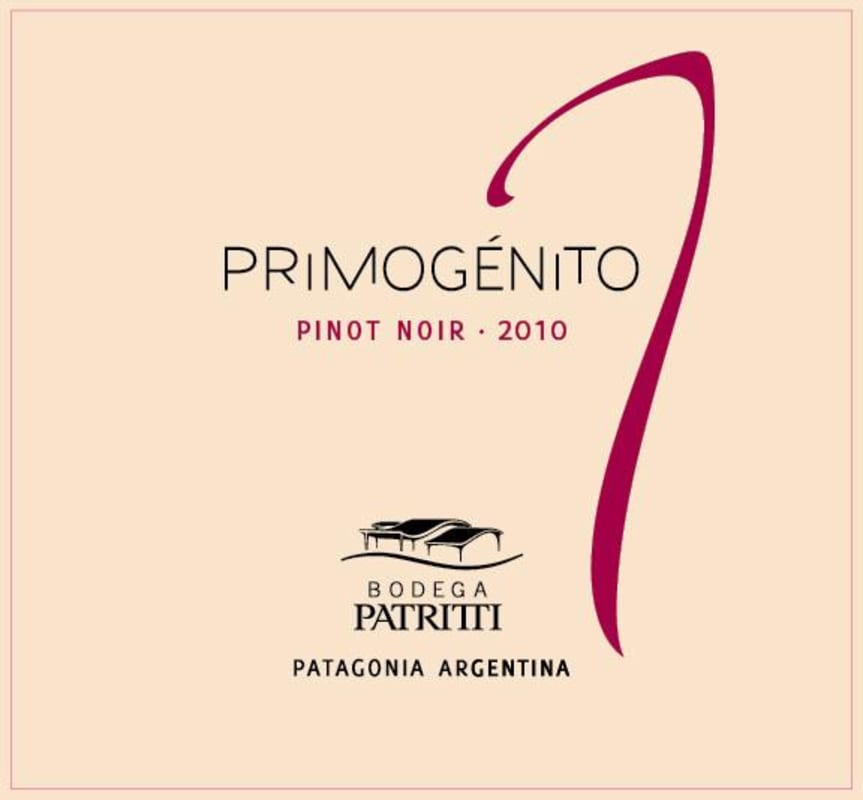 Bodega Patritti Neuquen Primogenito Pinot Noir 2010 Front Label