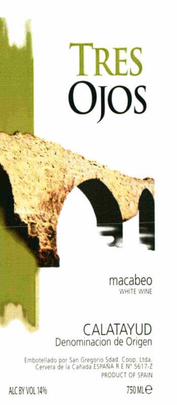 Bodega San Gregorio Tres Ojos Blanco 2012 Front Label