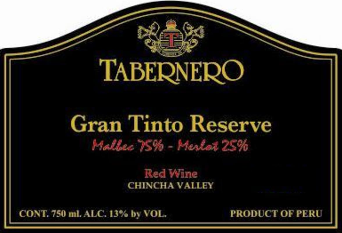 Bodega Tabernero Gran Fina Reserva Tinto 2012 Front Label