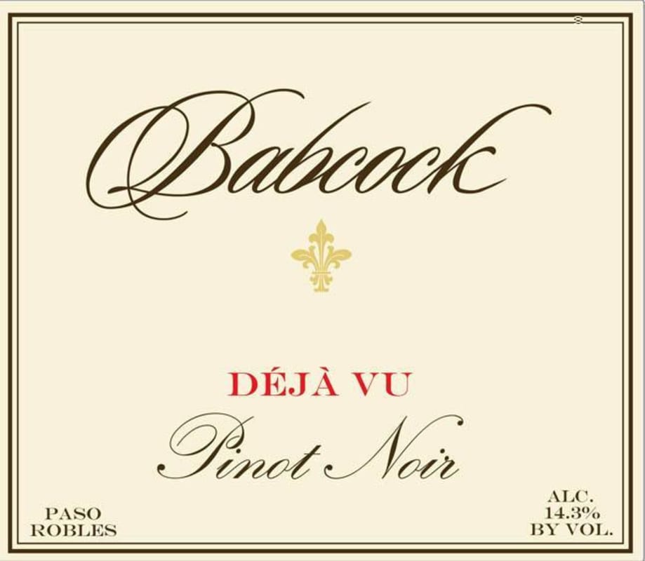 Babcock Deja Vu Pinot Noir 2014 Front Label