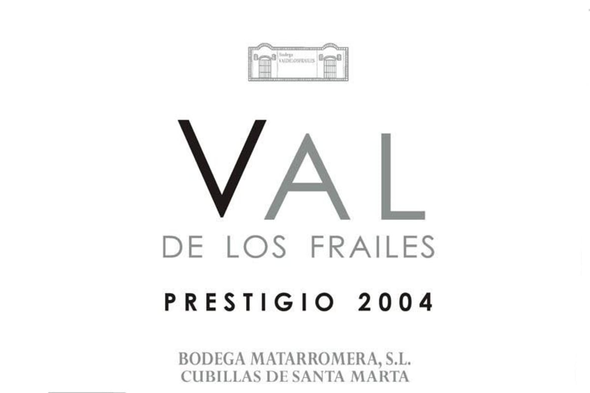 Bodega Valdelosfrailes Prestigio 2004 Front Label