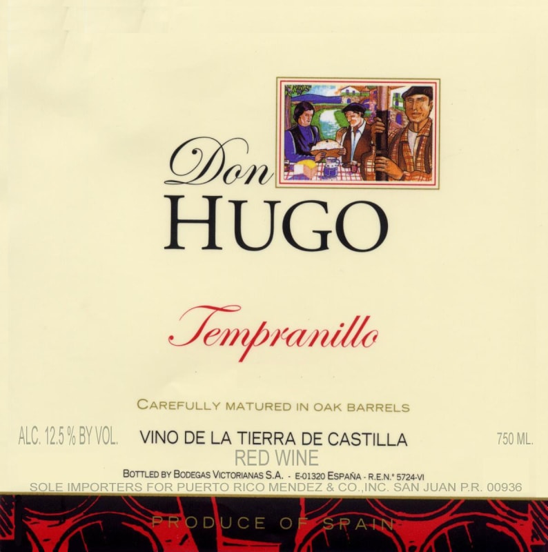 Bodega Victorianas Don Hugo Vino de Mesa Tinto 2014 Front Label