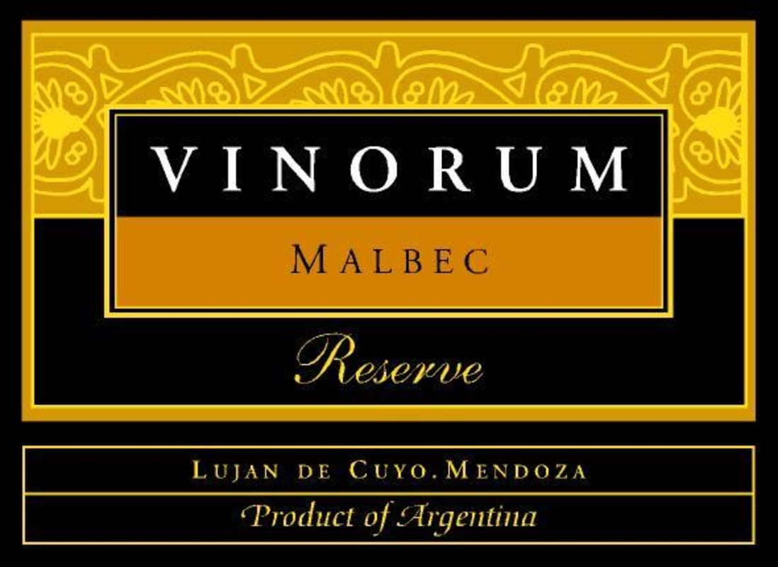 Bodega Vinorum Reserve Malbec 2012 Front Label