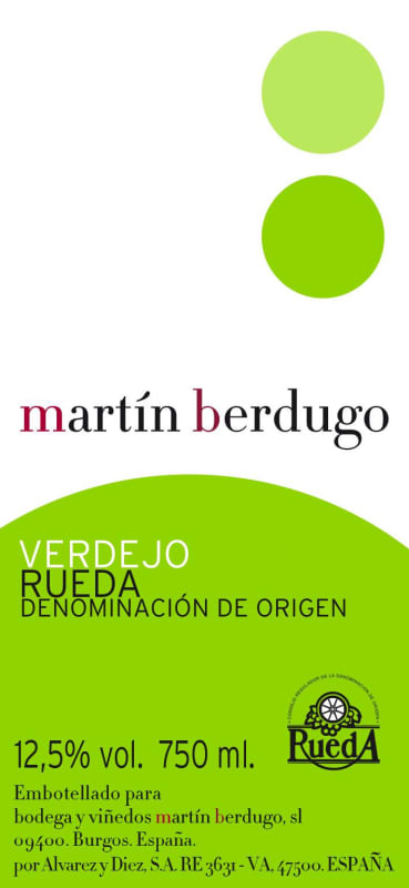 Bodega y Vinedos Martin Berdugo Verdejo 2014 Front Label